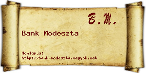 Bank Modeszta névjegykártya